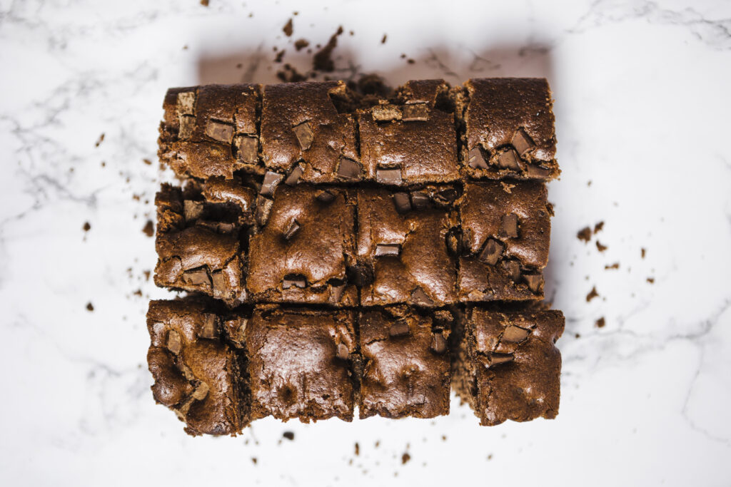 Freshly baked banana brownies.